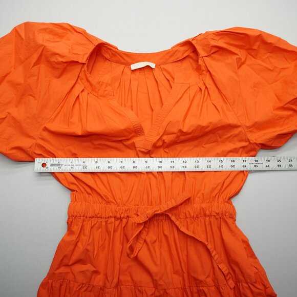 Ulla Johnson Olina Tiered Puff Sleeve Midi Poplin Dress Size 6 - Picture 10 of 12